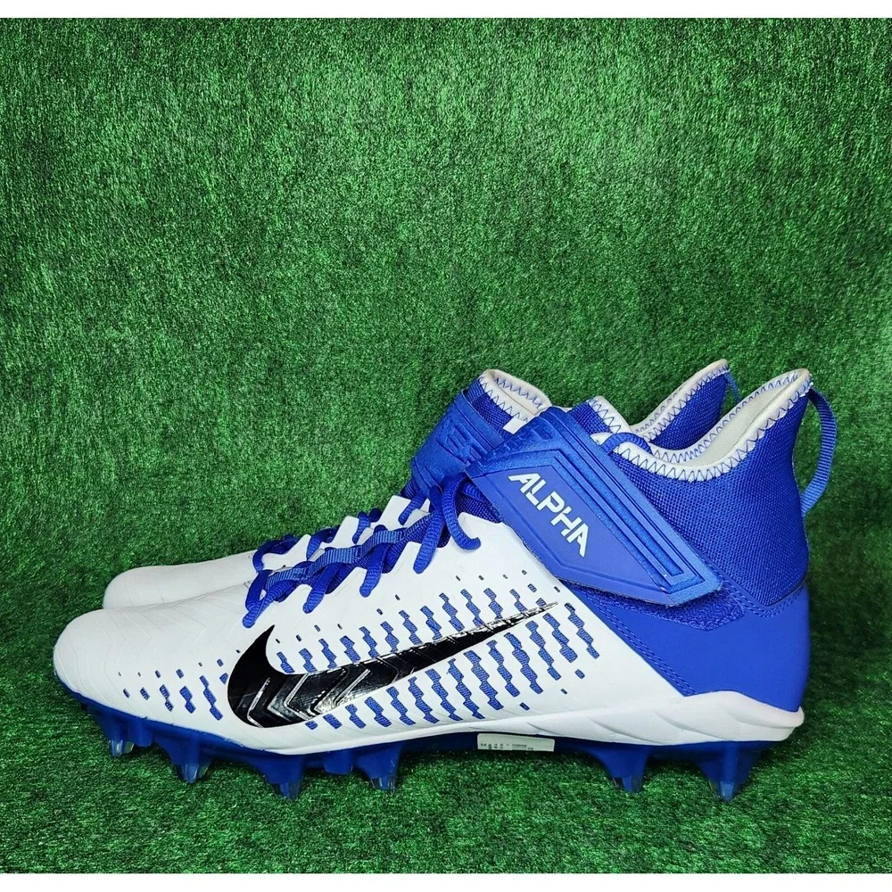 NEW Nike Alpha Menace Pro 2 White Blue Black Cleats (BV3945-101) Men's Size 13.5